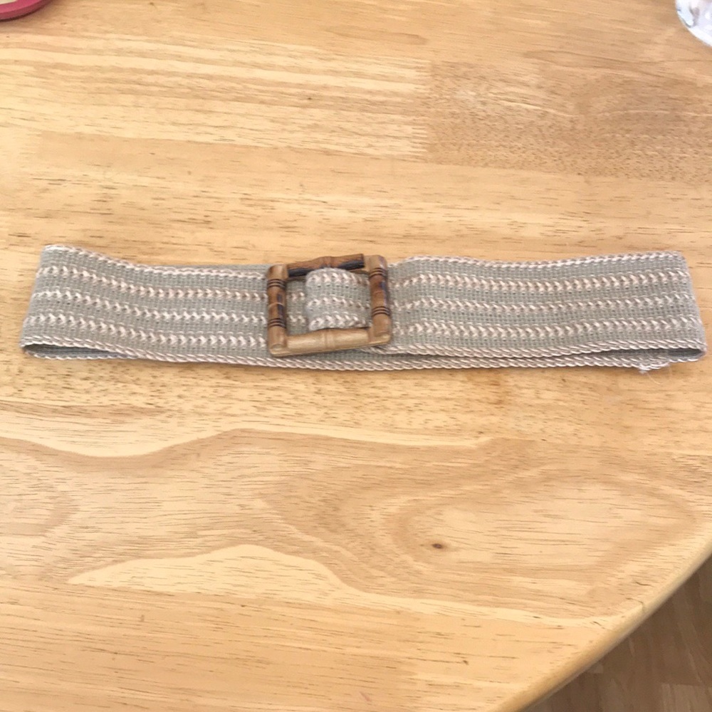 Tropic beach Bamboo fabric belt in tan 2 inch wide 36 inch - Picture 4 of 8